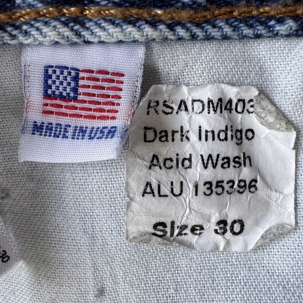 AMERICAN APPAREL Dark Indigo Acid Wash Jeans 30x25 Made in USA Straight Raw Cuff - Picture 7 of 14